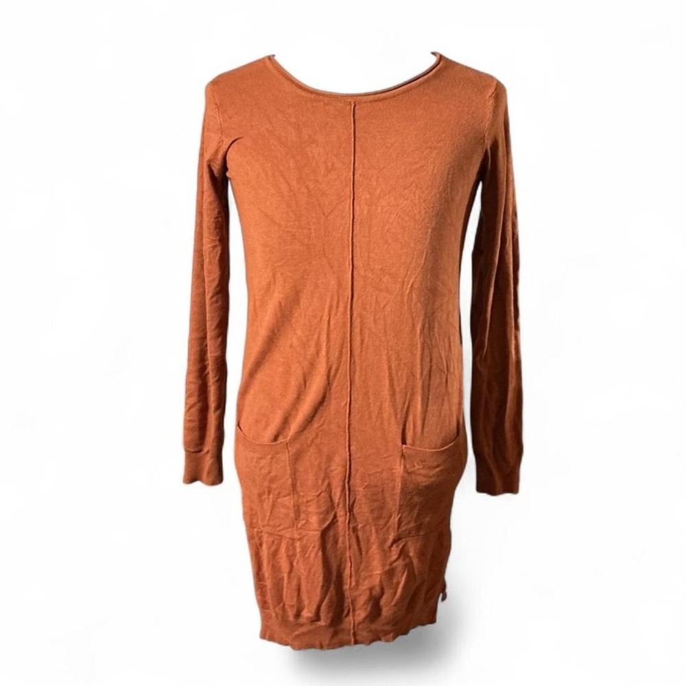 Esmara Burnt Boho Orange Long Sleeve Knit Shift Dress with Pockets‎ XS 6/8